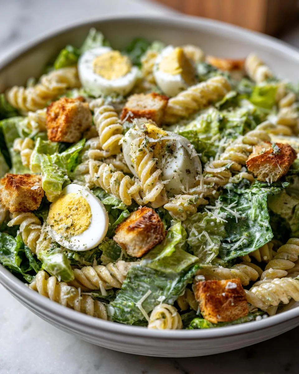 Healthy Creamy Caesar Pasta Salad - detail 4