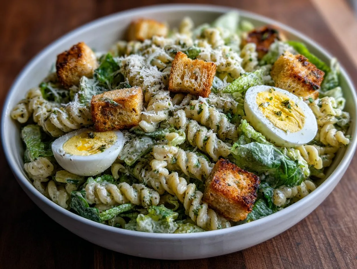 30-Minute Healthy Creamy Caesar Pasta Salad Recipe You’ll Crave