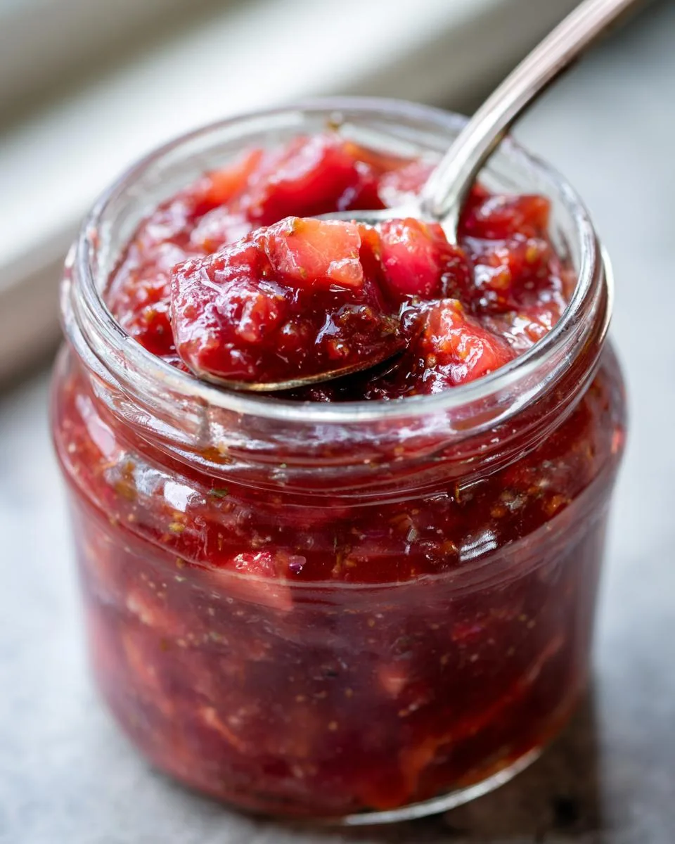 Homemade Strawberry Rhubarb Jam - detail 2