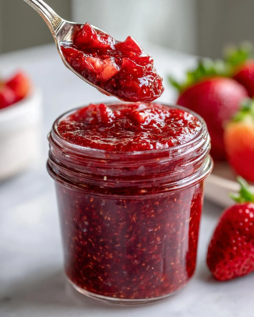 Homemade Strawberry Rhubarb Jam - detail 3