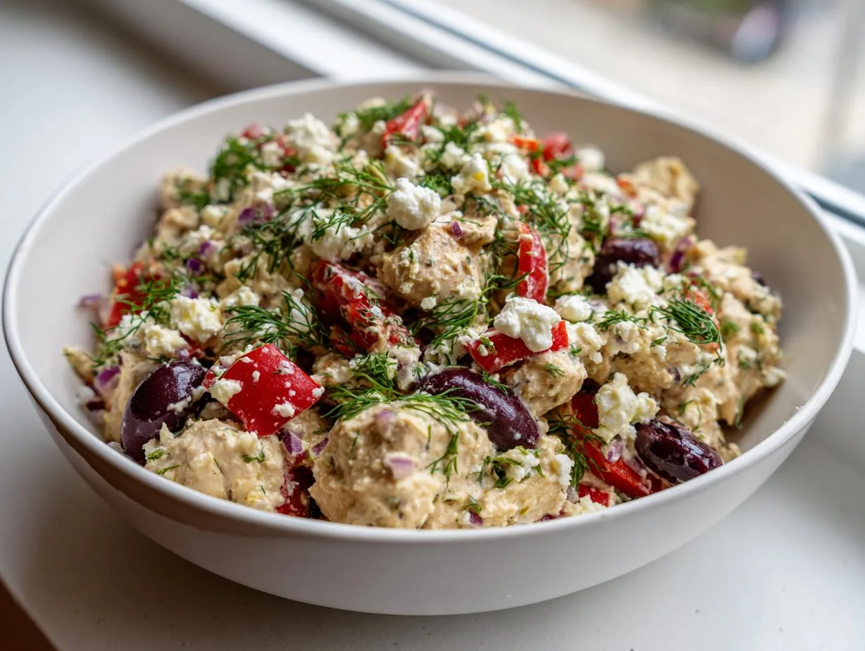 Juicy Mediterranean Feta Chicken Salad Bowl in Just 10 Mins
