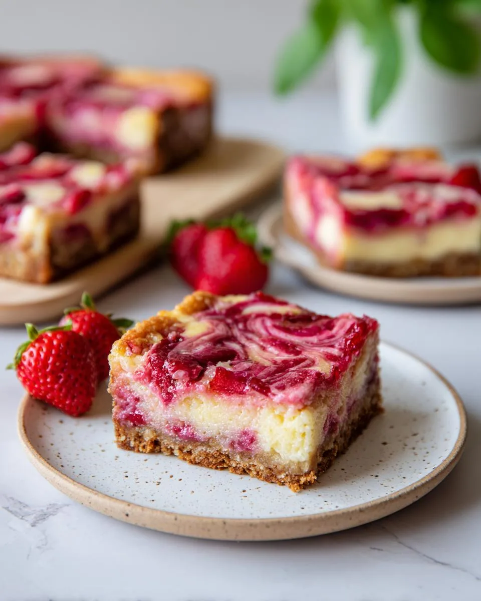Strawberry Rhubarb Cheesecake Bars - detail 3