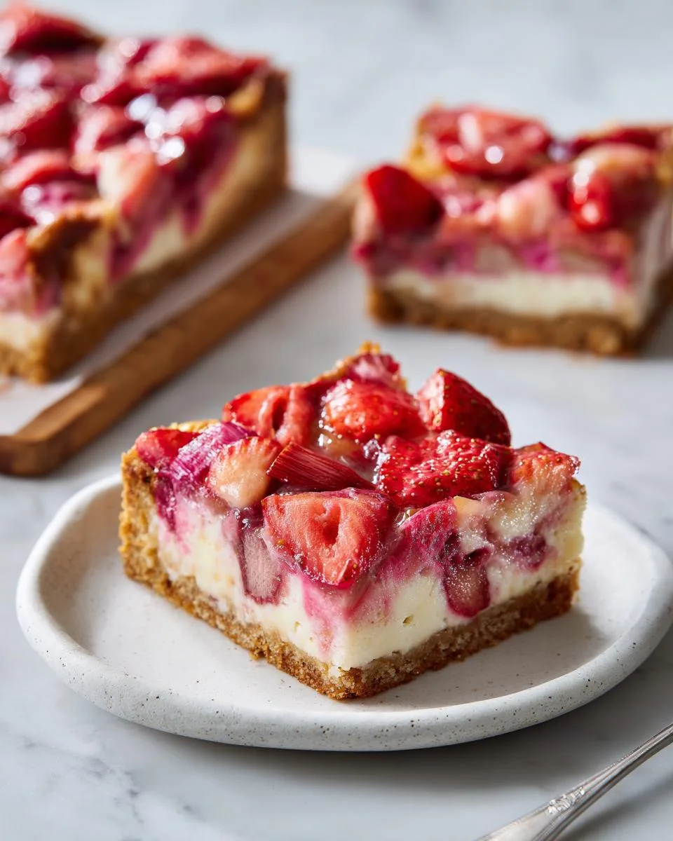 Strawberry Rhubarb Cheesecake Bars - detail 4