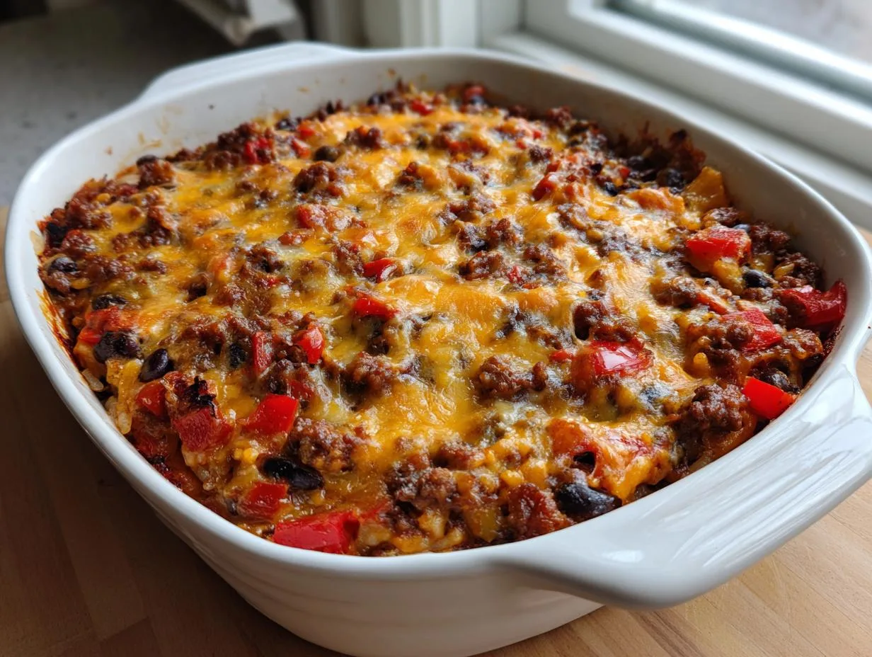 Irresistible Beef Queso Rice Bake in Just 30 Minutes