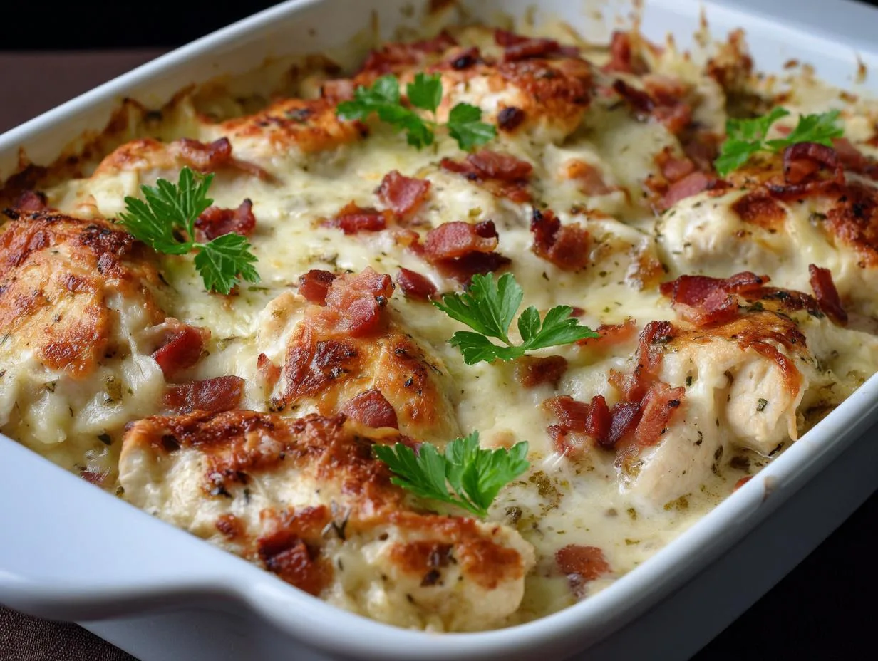 Creamy Chicken Bacon Alfredo Bake Recipe You’ll Crave