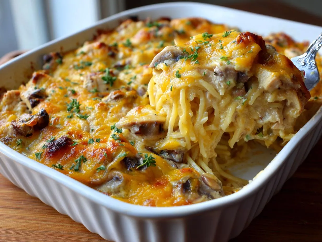 Creamy 4-Cheese Chicken Spaghetti Bake Will Wow Your Family