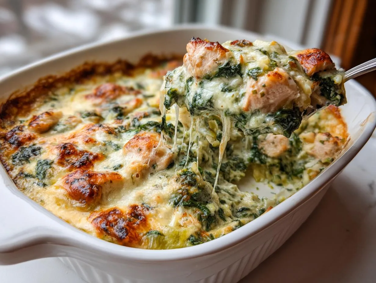 Cheesy Chicken Spinach Artichoke Casserole In 10 Minutes