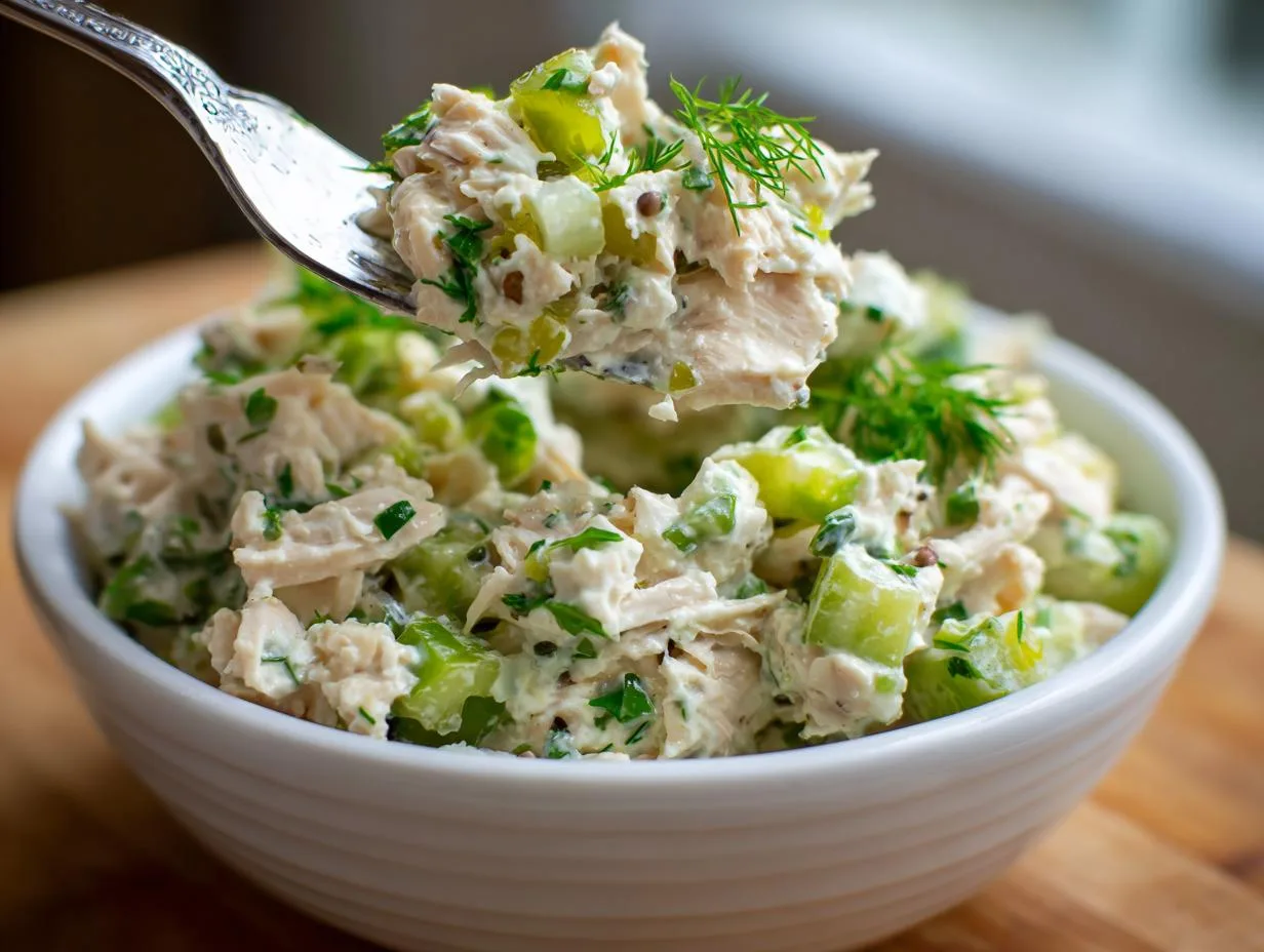 10-Minute Creamy Cottage Cheese Pickle Chicken Salad Magic