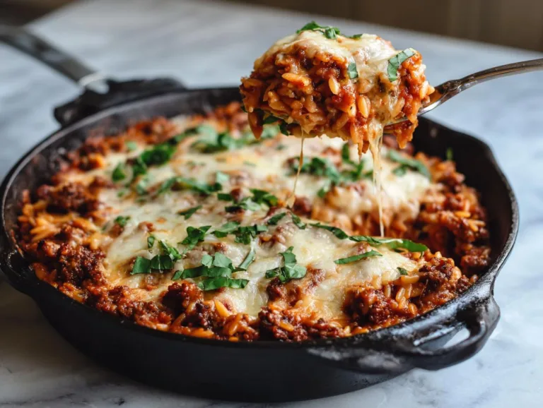 Creamy Ground Beef Orzo