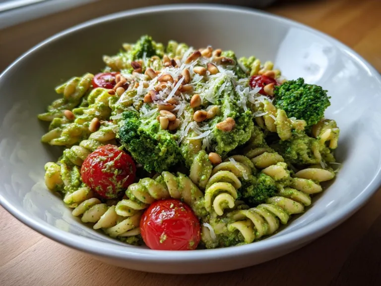 Creamy Pesto Veggie Pasta Salad