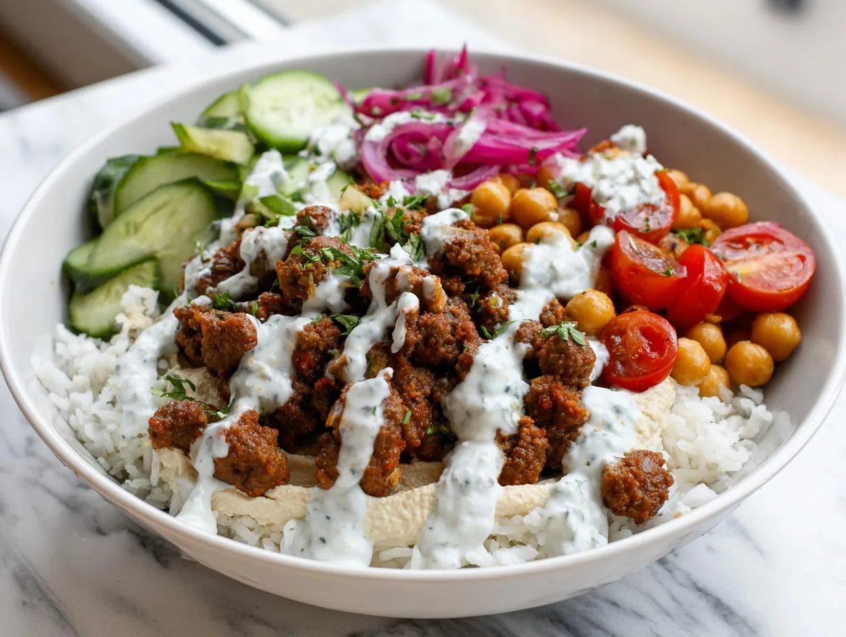 25-Minute Greek Beef Bowls Packed with Bold Flavors
