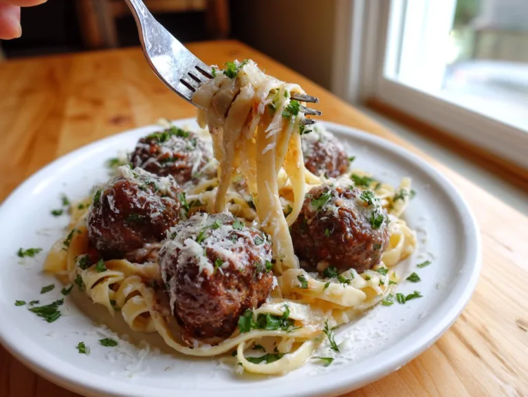 Italian Meatballs Parmesan Noodles