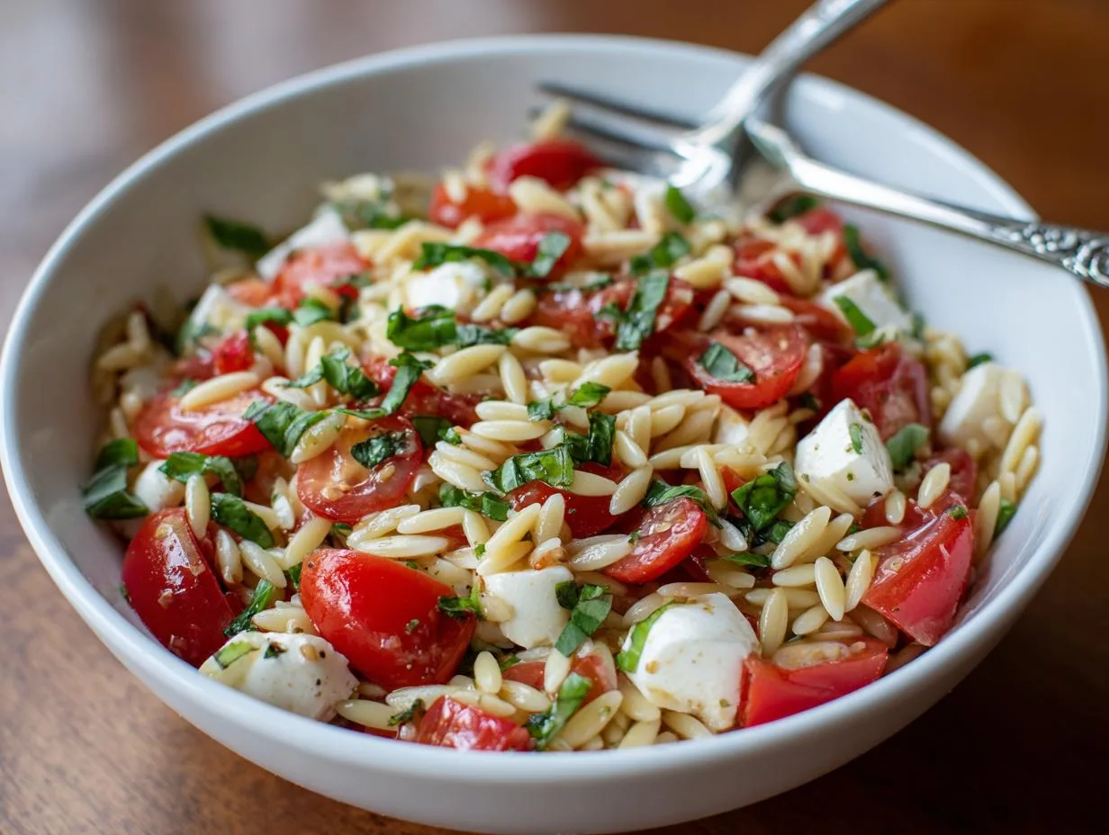 20-Minute Mozzarella Tomato Pasta Salad Bowl Bliss