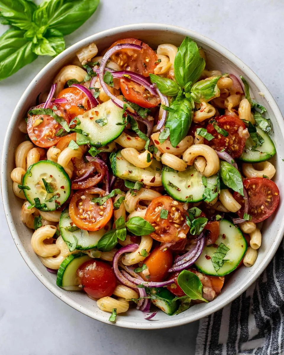 Tomato Cucumber Pasta Salad Bowl - detail 2