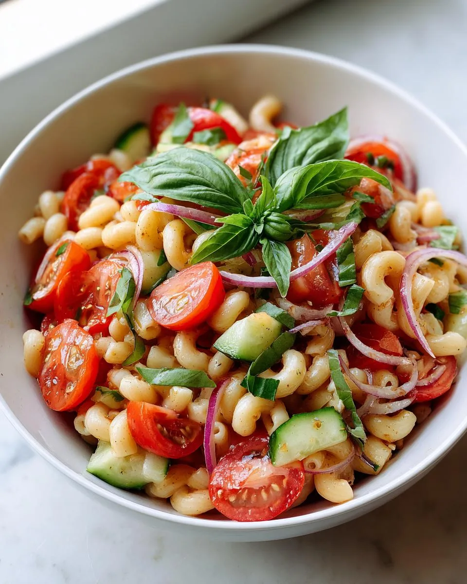 Tomato Cucumber Pasta Salad Bowl - detail 3