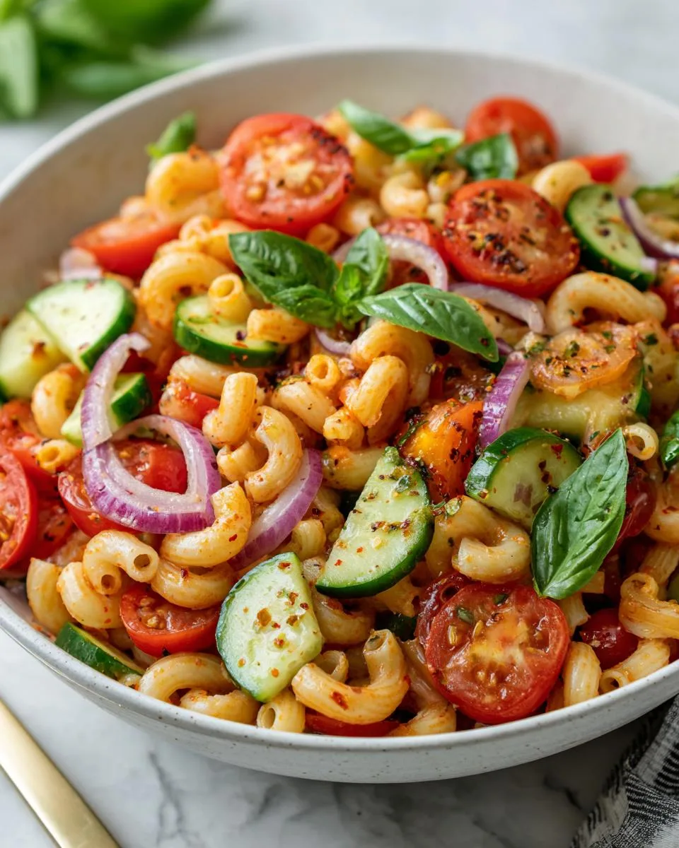 Tomato Cucumber Pasta Salad Bowl - detail 4
