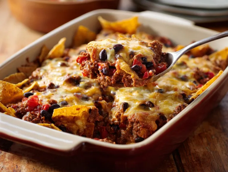 Beef Black Bean Nacho Casserole