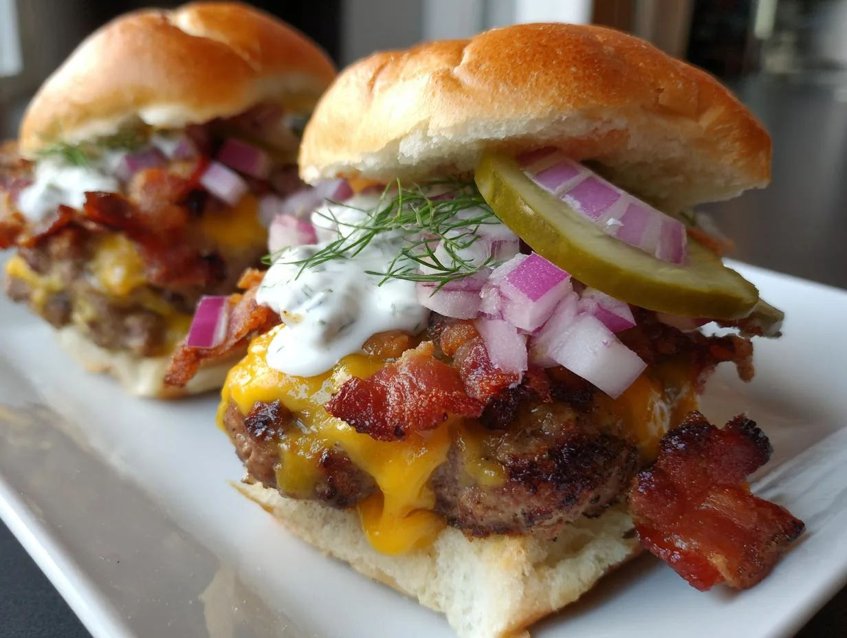 Perfect 35-Minute Cheesy Bacon Ranch Burger Sliders