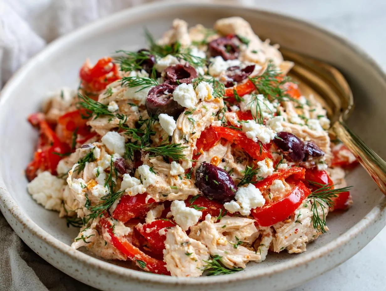 10-Minute Greek Olive Chicken Salad Bowl is Heavenly
