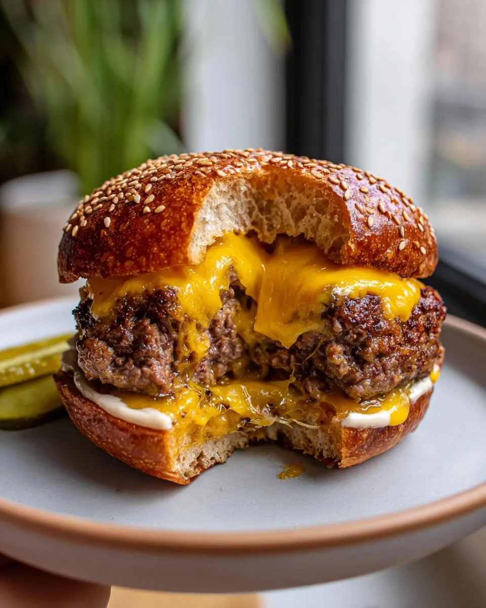 Juicy Lucy Cheddar Burgers - detail 1