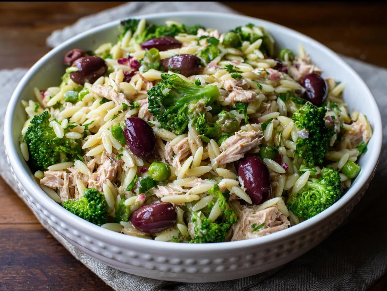 20-Minute Lemon Tuna Orzo Pasta Salad That’s Irresistible