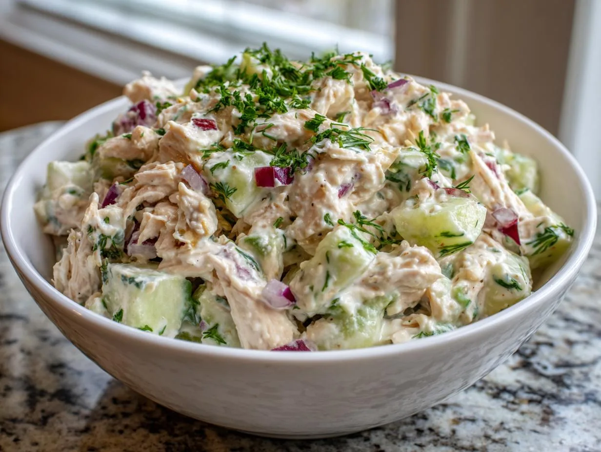 Perfect Ranch Cucumber Chicken Salad Bowl