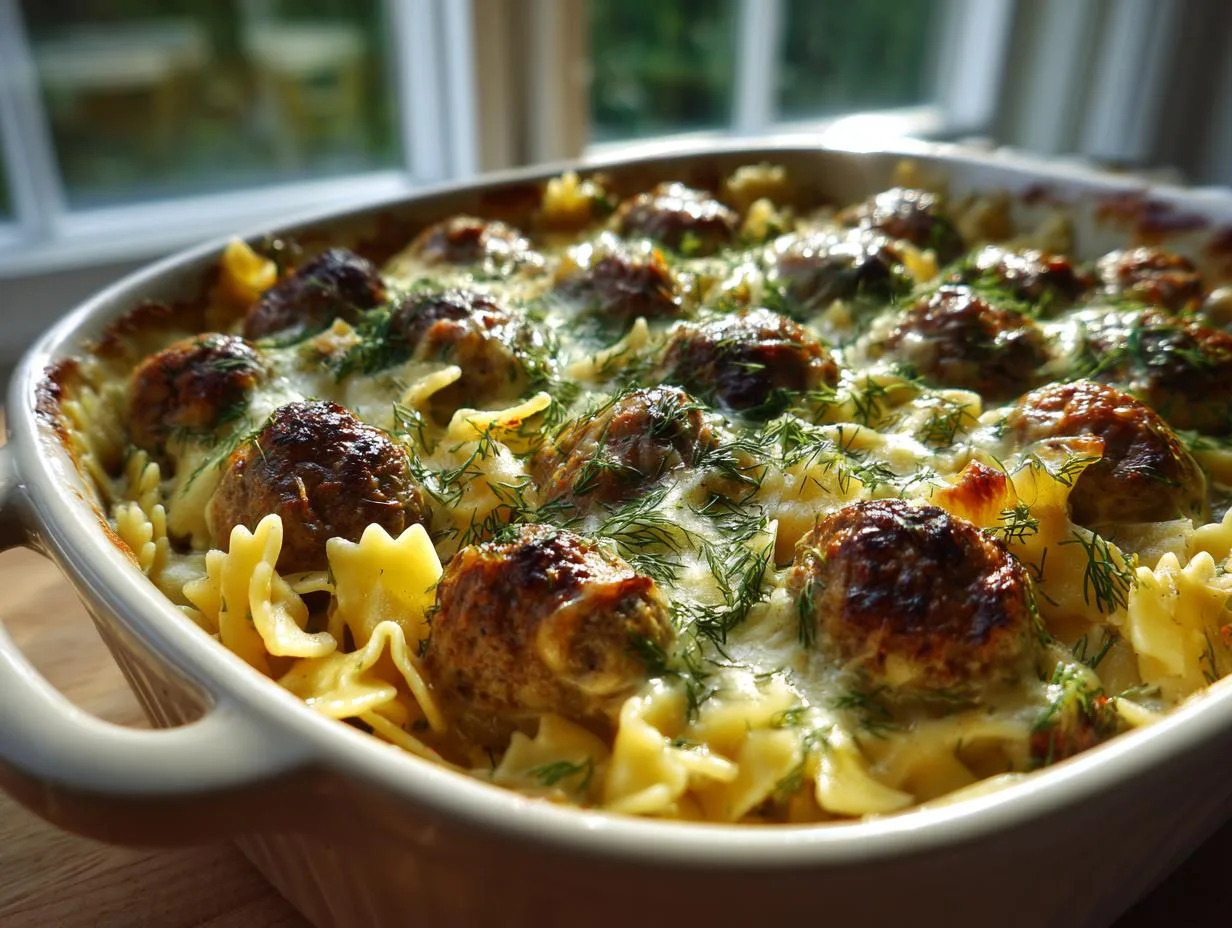 Epic 1-Hour Swedish Meatball Pasta Bake for 4