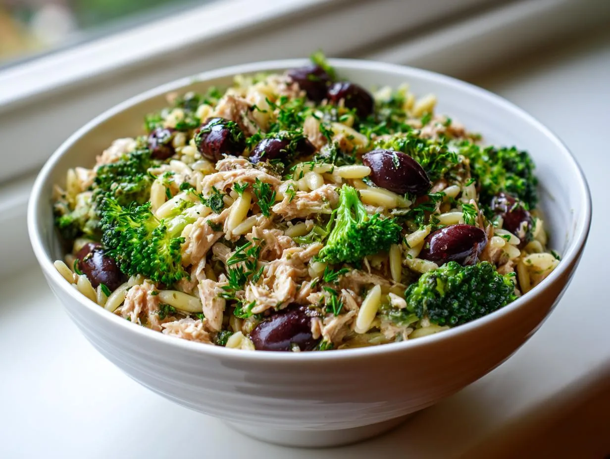 20-Minute Tuna Broccoli Orzo Salad Bowl – Easy & Delicious!